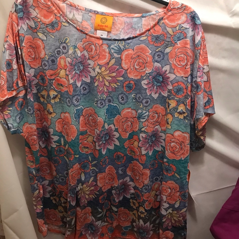 NWT sz 3x ruby rd floral t shirt FINAL SALE